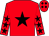 Red, black star, black stars on sleeves, red cap, black diamonds (N Brosnan)