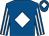 Royal blue, white diamond, striped sleeves, white diamond on cap (F Ryan)