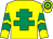 Yellow, emerald green cross of lorraine, emerald green chevrons on sleeves, hooped cap (Ms Mary Kelly)