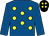Royal blue, yellow spots, royal blue sleeves, black cap, yellow spots (Ox Mount Syndicate)