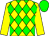 Yellow and green diamonds, yellow sleeves, green cap (Mr J H Kinsley)