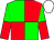 Green and red quartered, green and red halved sleeves, white cap (Mr A Puggia)