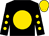 Black, gold disc, gold dots on sleeves, gold cap (Paradise Farms Corp , Lambert, Jeffrey And Mad Dog Racing Stable)