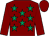 Maroon, emerald green stars, maroon sleeves & cap (Triona Burbage)