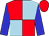 LIGHT BLUE & RED QUARTERED, blue sleeves, red cap (Mrs R H Lalor)