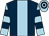 Dark blue, light blue stripe, light blue and dark blue hooped sleeves and cap (Andrew Charity)