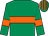 Emerald green, orange hoop & armlet, striped cap (Leonard Kinsella)