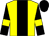 Yellow, black stripe, black sleeves, yellow armlets, black cap (Best Foot Forward)