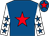 Royal blue, red star, white sleeves, royal blue stars, royal blue cap, red star (Mr R Whitehorn)