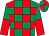 Emerald green and red check, halved sleeves, emerald green and red quartered cap (Mrs Belinda Clarke)