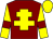 Maroon, yellow cross of lorraine, yellow sleeves, maroon armlets, yellow cap (Awdry, Gemmell, Pomford & Williams)