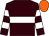 Brown, white hoop, hooped sleeves, orange cap (Mr D I Bare)