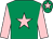 Emerald green, pink star, sleeves and star on cap (Mrs L J C Tylor)