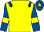 Yellow, royal blue epaulets, royal blue sleeves, yellow armlets and star on royal blue cap (Mrs P J Sheen)