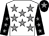 White, grey stars, black sleeves, grey stars, black cap, grey star (The Nags To Riches Partnership)