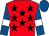 Red, black stars, royal blue sleeves, white armlets, royal blue cap (Midd Shire Racing)
