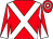 Red, white cross belts, diabolo on sleeves, hooped cap (Brown Campbell James Foylan)