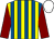 Yellow & royal blue stripes, maroon sleeves, white cap (Patrick G McKeon)
