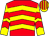 Red & yellow chevrons, yellow sleeves, red chevrons, yellow & red striped cap (Christopher Buckley)