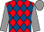 Red and royal blue diamonds, grey sleeves and cap (Mr J A Vowles & Partners)