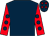 Dark blue, red sleeves, dark blue spots, dark blue cap, red stars (Mr Brian Robinson)