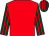 Red, dark green and red striped sleeves and cap (Miss E J Tanner)