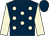 Dark blue, beige spots and sleeves, dark blue cap (Mr N Sander)