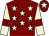 Maroon, beige stars, beige sleeves, maroon armlets, maroon cap, beige star (Against All Odds Racing)