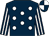 Dark blue, white spots, striped sleeves, quartered cap (Mr Matthew Jones)
