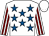 WHITE, ROYAL BLUE stars, WHITE and MAROON striped sleeves, WHITE cap (E H Jones (Paints) Ltd)