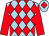 Light blue & red diamonds, red sleeves, red diamond on cap (Ms Patricia Hogan)