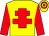 Yellow, red cross of lorraine & sleeves, hooped cap (M R Walsh)