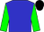 Blue, green slvs, black cap (R K Watson)