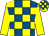 Royal blue & yellow check, yellow sleeves, check cap (H Smyth)