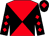 Black & red diabolo, red diamonds on sleeves, red diamond on cap (Mrs M E Walsh)