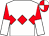 White, red triple diamond, halved sleeves, quartered cap (Joseph Buckley)