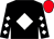 Black, white diamond, diamonds on sleeves, red cap (Forty Winks Syndicate)