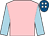 Pink, light blue sleeves, royal blue cap, white spots (A Weld)