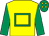 Yellow, emerald green hollow box & sleeves, emerald green cap, yellow diamonds (Michael Regan)