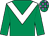 Emerald green, white chevron, emerald green & mauve check cap (C B Poots)