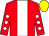 RED, WHITE stripe, RED sleeves, WHITE spots, YELLOW cap (Mr Steve Jakes)