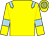 Yellow, light blue epaulets and armlets, hooped cap (Mrs C Barclay & Ben Haslam Racing Synd)