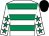White, emerald green hoops, white sleeves, emerald green stars, black cap (Mr P W Middleton)