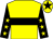 Yellow, black hoop, black sleeves, yellow stars, yellow cap, black star (Newsells Park Stud)