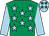 Emerald green, light blue stars and sleeves, light blue cap, emerald green stars (Campbell, Clarke, Rexton & Waters)