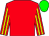 Red, Red and Yellow striped sleeves, Green cap (J Seche)