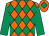 Orange and Emerald Green diamonds, Emerald Green sleeves, Orange cap, Emerald Green diamond (J Desharbes)