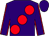 Purple, large red spots, red seams on sleeves, purple cap (Ms Aileen Lynam)