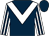 Dark blue, white chevron, white and dark blue striped sleeves (The Top Silk Syndicate)