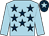 Light blue, dark blue stars, light blue sleeves, dark blue cap, light blue star (Mr G Dixon)